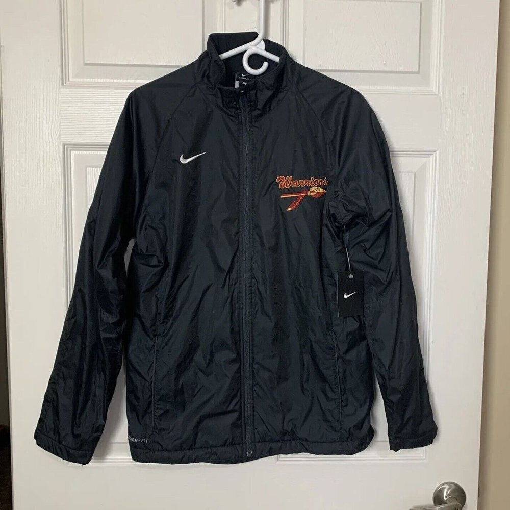 Nike Storm Fit Jacket Black Men’s Small Warriors Logo Lined Windbreaker NWT